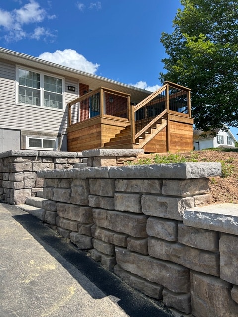 Deck & Stone Retaining Wall